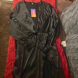 Black sexy silk dress